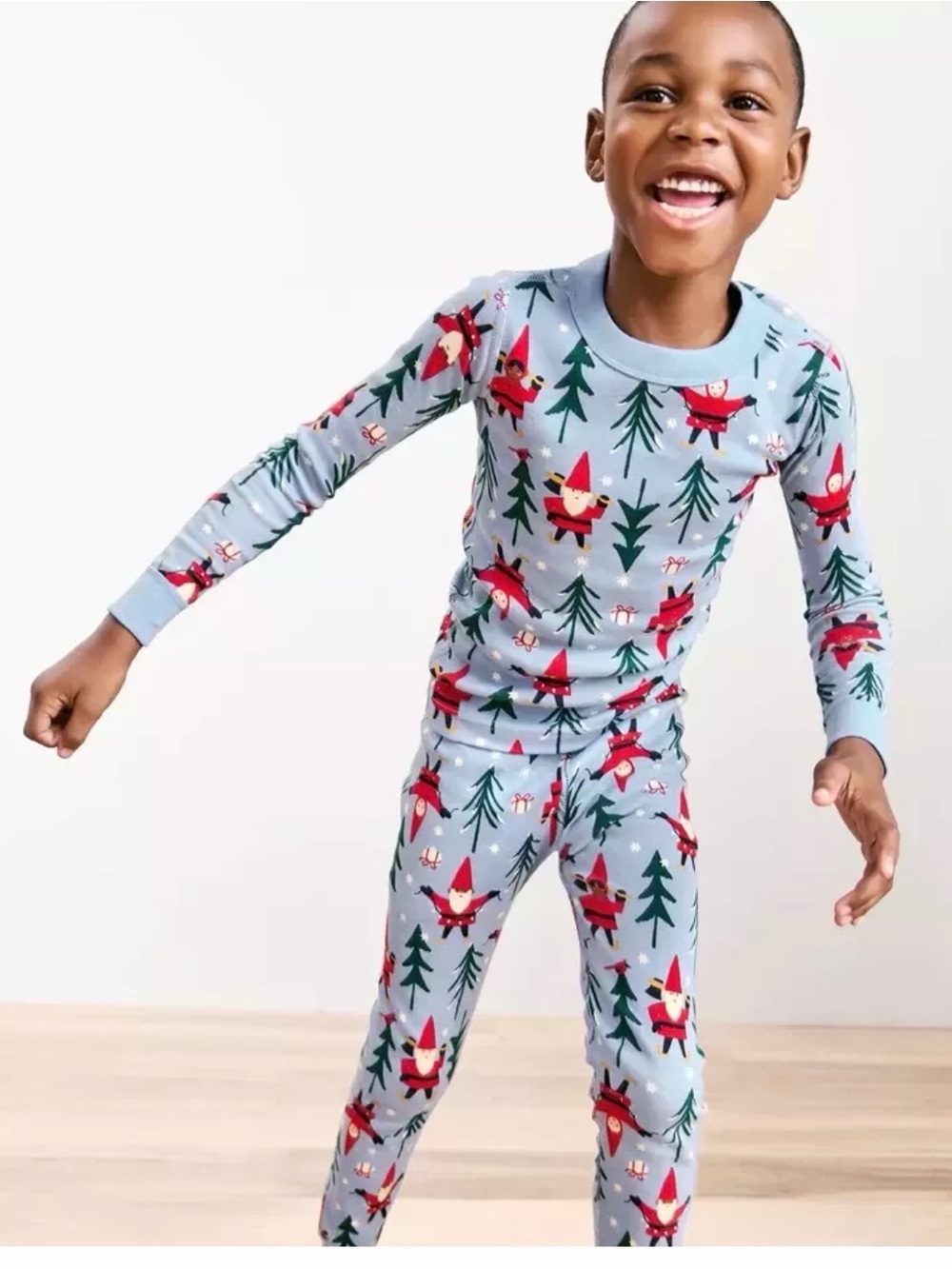 Hanna Andersson Light Blue Holiday Gnome Pajama Set